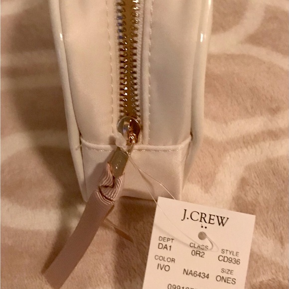 J. Crew Cream Cosmetic Bag with Smooth Texture and Zipper Closure - Picture 2 of 3